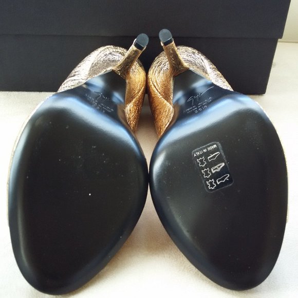 Giuseppe Zanotti Gold Peep Toe Heels - Picture 6 of 8